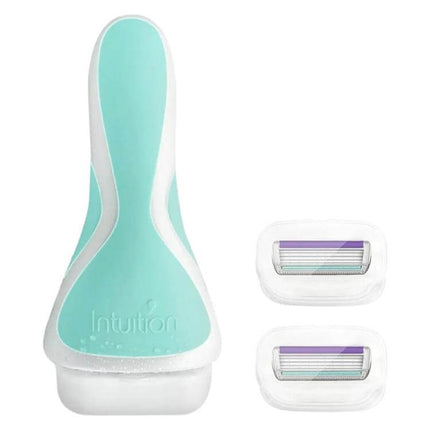Schick Women’s Razor For Sensitive Skin Everyday Use mint handle with 1 holder and 2 replacement heads, widened blade and lubricating soap head