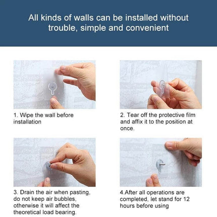 Screw Sticky Hook Wall Hanging Transparent Easy To Use - transparent adhesive hook installation steps for keys cords towels on smooth walls