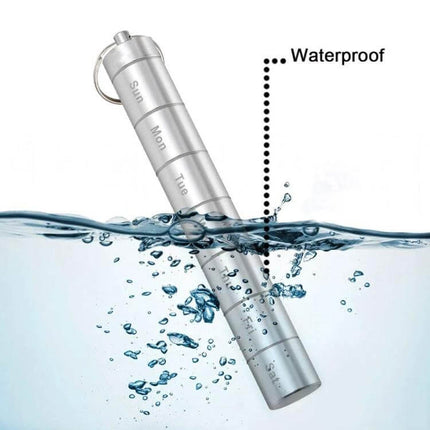 Sealed Waterproof 7-Day Aluminum Pill Box For Daily Medication - compact aluminum weekly pill organizer, waterproof, travel-friendly, discreet design