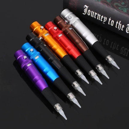 Semi-Permanent Tattoo Machine For Eyebrows, Everyday Makeup Tool — compact stainless steel electric eyebrow tattoo pen in multiple colors with adjustable needle