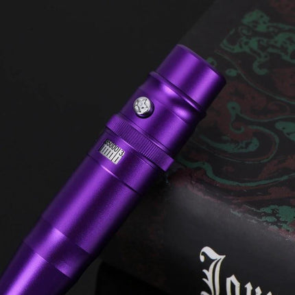 Semi-Permanent Tattoo Machine For Eyebrows, Everyday Makeup Tool - compact purple stainless steel eyebrow tattoo pen with stepless speed control