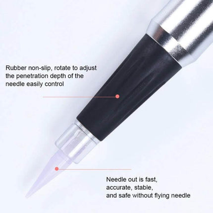 Semi-Permanent Tattoo Machine For Eyebrows, Everyday Makeup Tool compact stainless steel pen with adjustable needle depth and non-slip grip