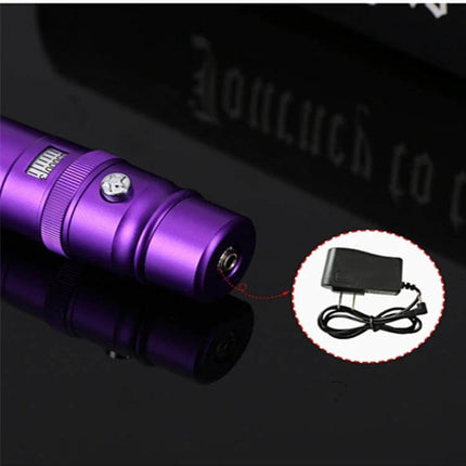 Semi-Permanent Tattoo Machine For Eyebrows, Everyday Makeup Tool purple stainless steel pen-style device with power adapter