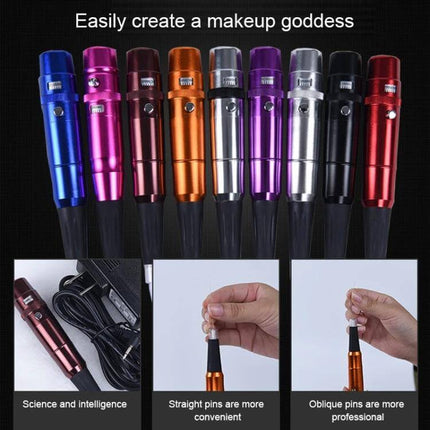 Semi-Permanent Tattoo Machine For Eyebrows, Everyday Makeup Tool - compact stainless steel rotary eyebrow eyeliner lip tattoo pen in multiple colors