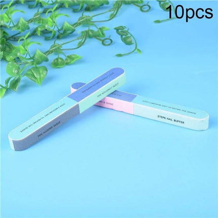 Seven-Sided Nail File Buffers For Fingernails And Toenails shown as colorful seven-sided nail buffers for manicure and pedicure use (10pcs)
