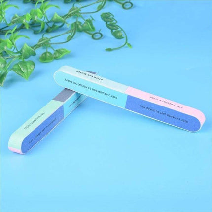 Seven-Sided Nail File Buffers For Fingernails And Toenails - pastel multi-grit buffer for shaping smoothing and buffing natural and artificial nails