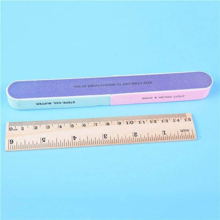 Seven-Sided Nail File Buffers For Fingernails And Toenails - seven-sided multi-surface nail buffer with ruler for manicure and pedicure use