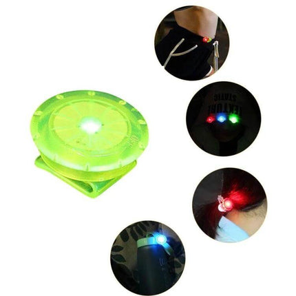Shoe Clip Light LED For Night Running To Stay Visible - compact green clip-on LED for shoes, hats, belts with steady or flashing red/blue/green lights