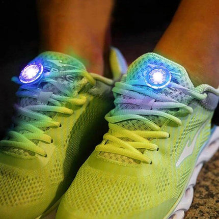 Shoe Clip Light LED For Night Running To Stay Visible - compact waterproof LED shoe clip on running sneakers for steady or flashing visibility
