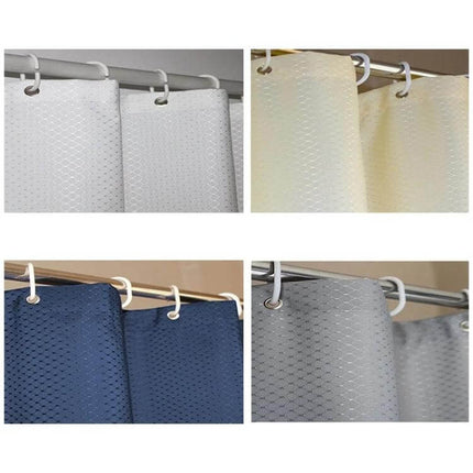 Shower Curtain 180x200cm Waterproof Honeycomb Texture Polyester in white navy gray with rings for easy hanging