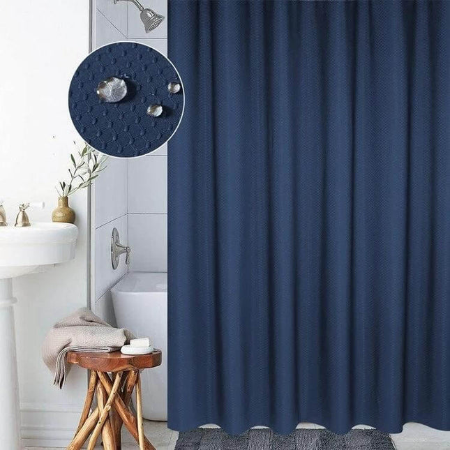 Shower Curtain Honeycomb Texture 200x200cm Waterproof navy fabric curtain with water-resistant honeycomb pattern