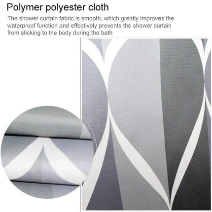 Shower Curtain Light Grey Geometric Pattern, Waterproof, Bathroom - thick waterproof polyester fabric, contemporary family bathroom