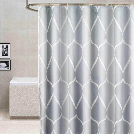 Shower Curtain Light Grey Geometric Pattern, Waterproof, Bathroom - thick waterproof polyester for modern family or rental bathrooms