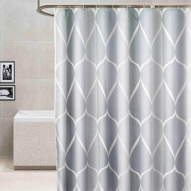 Shower Curtain Light Grey Geometric Pattern, Waterproof, Bathroom - thick waterproof polyester for modern family or rental bathrooms