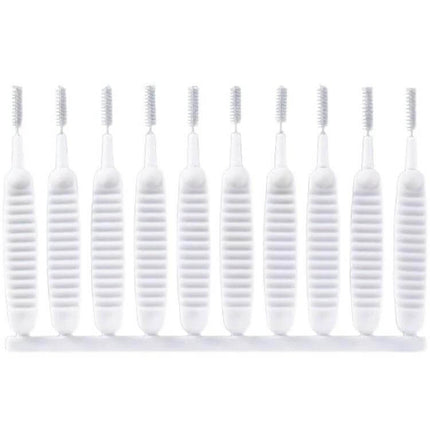 Shower Hole Cleaning Brush 10 Pack For Faucets And Drains - white nylon-bristle slim head set for cleaning shower drains faucet holes and spray nozzles