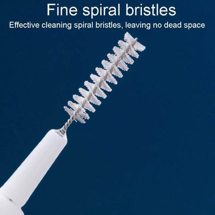 Shower Hole Cleaning Brush 10 Pack For Faucets And Drains slim nylon spiral bristle brush close-up for cleaning faucet holes and shower drains