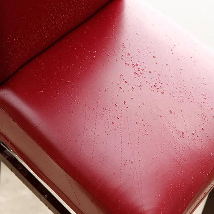 Siamese Chair Cover Elastic Waterproof PU Leather Stretch Fit red dining chair close-up showing waterproof PU leather with water droplets