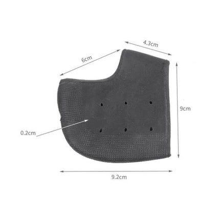 Silicone Anti Crack Heel Cover For Daily Foot Comfort One Size - black perforated SEBS silicone heel protector with dimensions shown