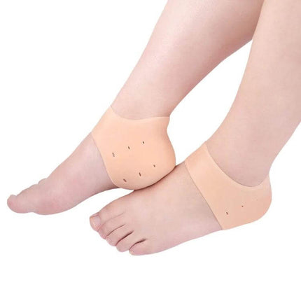 Silicone Anti Crack Heel Cover For Daily Foot Comfort One Size - SEBS silicone perforated heel protectors for moisturizing, breathable daily wear