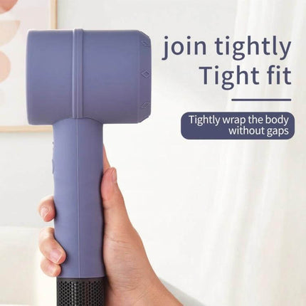 Hair Drier Case For Dyson Shockproof Everyday Use Travel purple silicone sleeve showing tight fit on dryer handle, anti-fall dustproof protection for travel