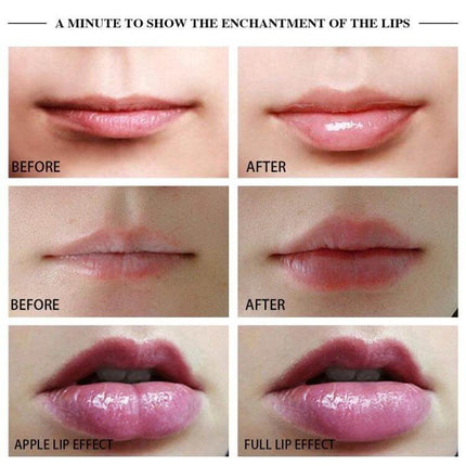 Silicone Lip Plumper Device, Electric Vacuum Tool For Daily Lip Care showing before and after fuller lip results