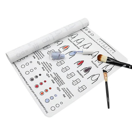 Silicone Manicure Pads Palette Practice Table Mats 40x30cm reusable stain-resistant silicone practice mat with nail art guides