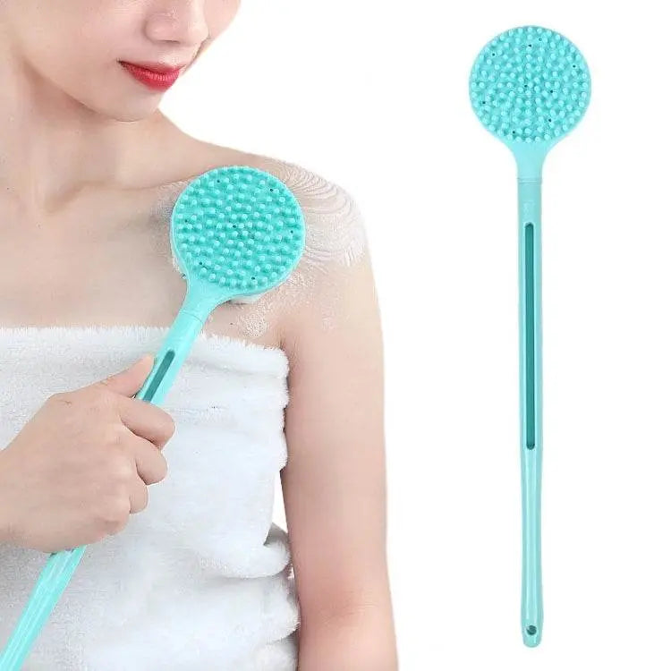 Silicone Massage Long Handle Double Sided Bath Brush, Blue, Pink 