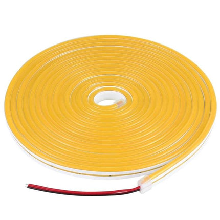Silicone Neon LED Strip Light, Bendable For Home Decor coiled yellow silicone neon strip with 5m cable and IP65 waterproof rating