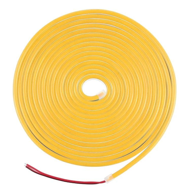 Silicone Neon LED Strip Light, Bendable For Home Decor - yellow flexible silicone strip coiled with 5m cable, IP65 waterproof accent lighting