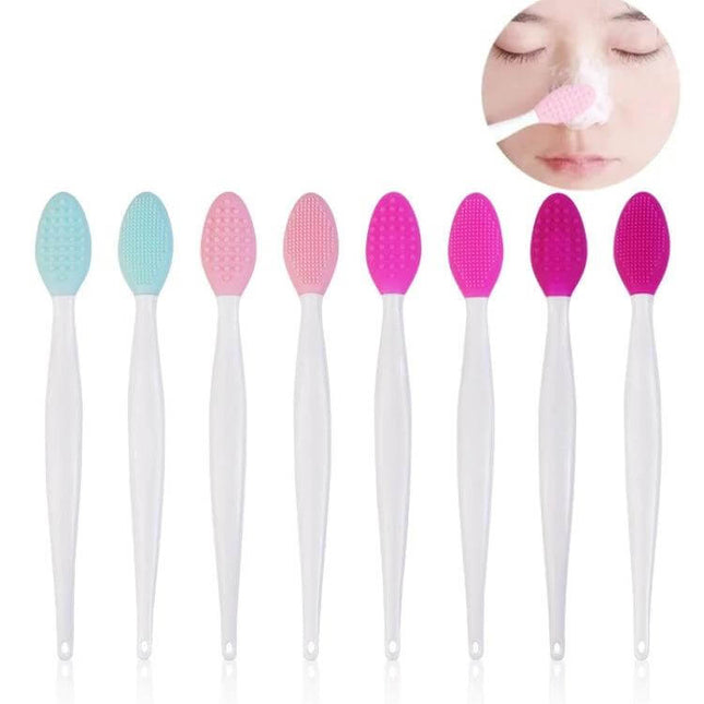 Silicone Nose Cleaning Brush Double-Sided Pore Cleansing – set of pastel silicone nose brushes with slim handles for gentle T-zone and pore cleansing