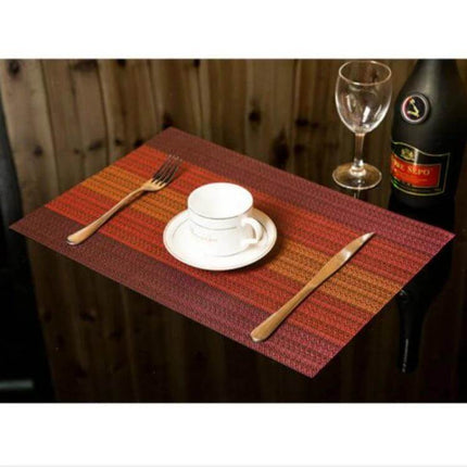 Silicone Placemat 2 Pack 45x30 Cm For Coffee Table Use - red striped rectangular silicone placemat set with cup fork knife and wine glass