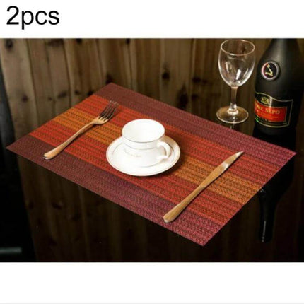 Silicone Placemat 2 Pack 45x30 Cm For Coffee Table Use - Red Brown Modern Rectangle Reusable Heat Resistant Set