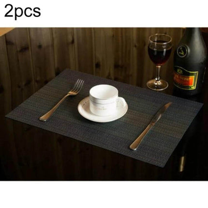 Silicone Placemat 2 Pack 45x30 Cm For Coffee Table Use - modern reusable rectangle placemat set on dark coffee table with cup, cutlery and wine