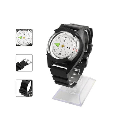Silicone Strap Outdoor Wristwatch With Compass For Everyday Use - black silicone band compass dial for hiking and camping