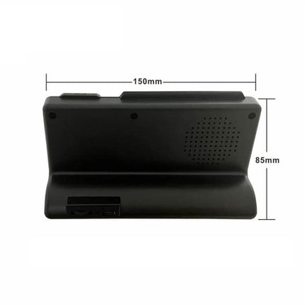 Simple Desktop Clock With Perpetual Calendar For Home Use - compact black back view with speaker, USB ports, blue night-light, 150×85mm footprint