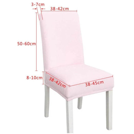 Simple Velvet Chair Cover With High Elastic Fit For Everyday Use - pink flannel cover on standard dining chair with size markings