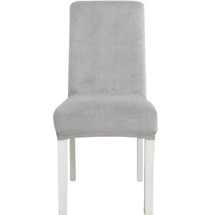 Simple Velvet Chair Cover With High Elastic Fit For Everyday Use on light gray dining chair, soft flannel, wrinkle-free secure fit