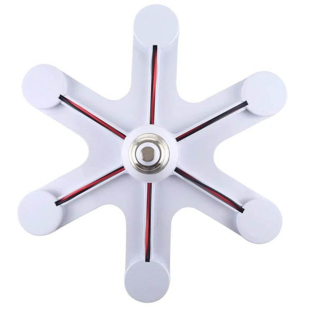 Six Head E27 Lamp Socket Adapter For LED Bulbs In Home Use white six-socket adapter top view for kitchens workshops studios