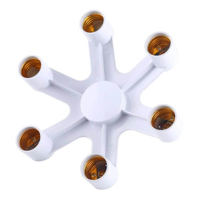 Six Head E27 Lamp Socket Adapter For LED Bulbs In Home Use white six-socket hub for converting one E27 into six LED bulbs