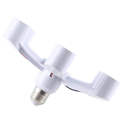 Six Head E27 Lamp Socket Adapter For LED Bulbs In Home Use - white six-socket E27 splitter for LED bulbs, ideal for kitchens, workshops, studios