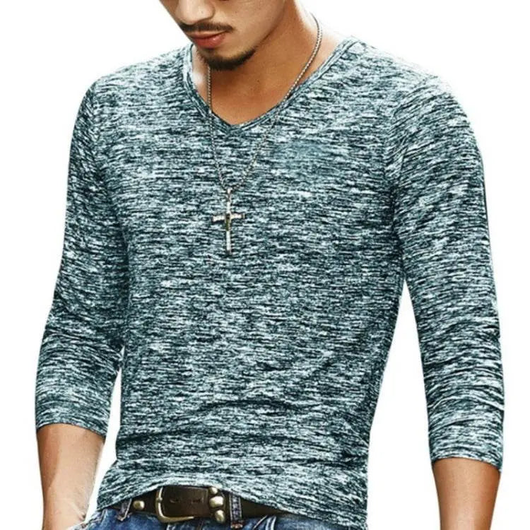 Slim Streetwear V Neck T Shirt Casual Fitness Tops for Men