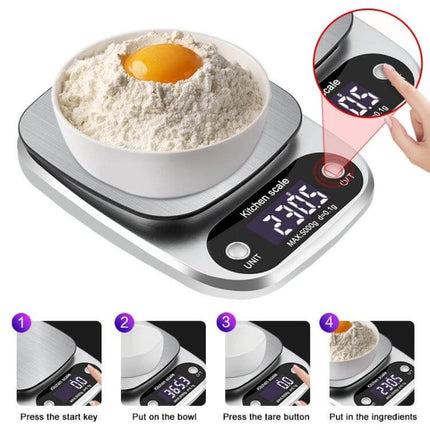 Small Multifunction Kitchen Scale For Home Baking, 3kg 0.1g - compact ABS body with stainless steel pan for precise baking and tare function