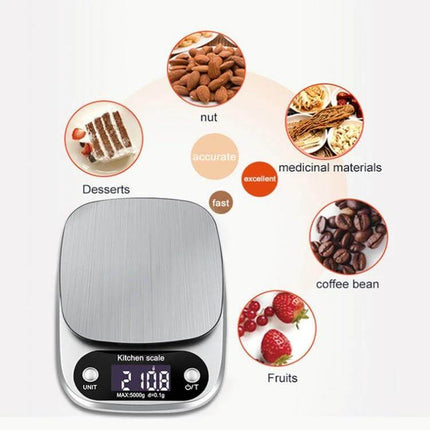 Small Multifunction Kitchen Scale For Home Baking, 3kg 0.1g - compact stainless steel pan ABS body digital scale for flour, nuts, coffee, fruits