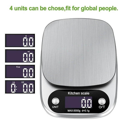 Small Multifunction Kitchen Scale For Home Baking, 3kg 0.1g - compact ABS body with stainless steel pan, digital display and unit conversion for baking and weighing