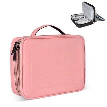 Small Nylon Waterproof Storage Bag For iPad 23x17x8cm pink compact dual-compartment tablet and accessory organizer for travel