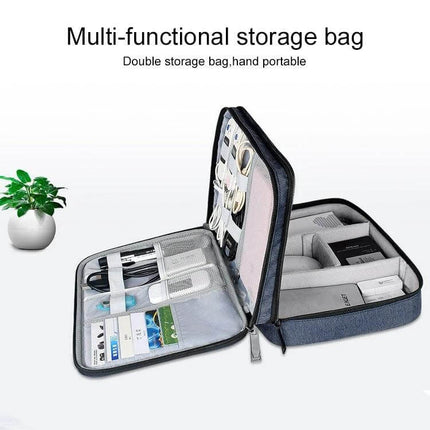 Small Nylon Waterproof Storage Bag For iPad 23x17x8cm open dual-compartment travel organizer holding tablet cables chargers headphones