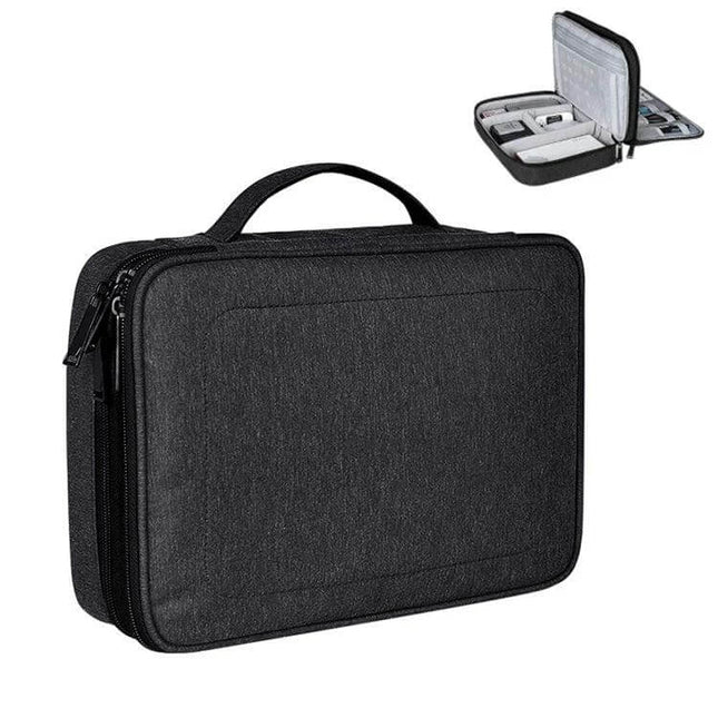 Small Nylon Waterproof Storage Bag For iPad 23x17x8cm compact black nylon travel case with dual compartments for tablet and accessories