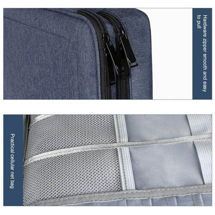 Small Nylon Waterproof Storage Bag For iPad 23x17x8cm, compact waterproof nylon case with dual zippers and interior mesh pockets for tablet and accessories