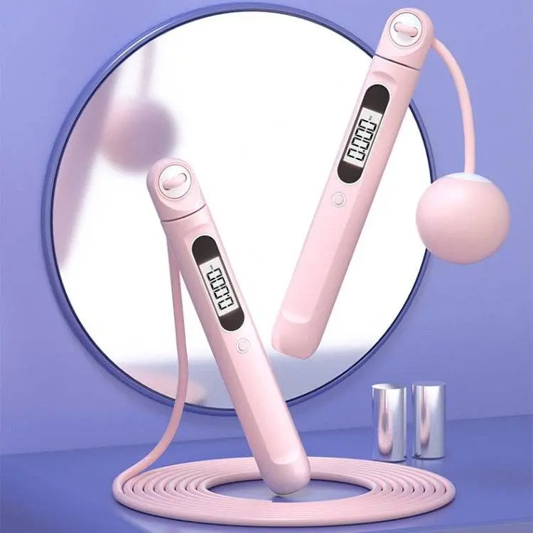 Smart Corded Cordless Dual-Use Bluetooth APP Skipping Rope Pink Gray