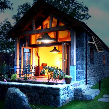 Smart Induction Solar Light For Indoor Outdoor Use With PIR Sensor mounted on cottage exterior illuminating porch at dusk